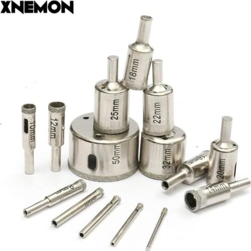 XNEMON 15pc 3-50mm Alloy Silver Diamond Drill Bit Holes Saw Cutter Tool 3 4 5 6 8 10 12 14 16 18 20 22 25 32 50mm Diamond Coated