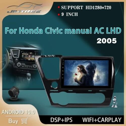 Car video For Honda Civic manual AC LHD 2005 auto GPS navigation DVD multimedia player tape recorder Android 10 player stereo