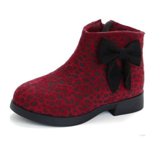 2020 new girls winter boots fashion bow warm cotton childrens ankle boots childrens boots flocking fabric soft princess