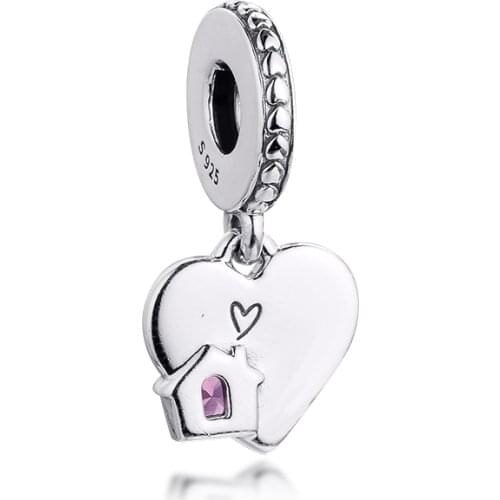 2021 925 Silver People Love My Home Heart Fits Snake Chain Bracelets & Bangle Sterling Silver Beads For Jewelry Making Charms