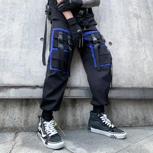 2021 Ribbons Multi Pockets Techwear Cargo Pants Man Casual Streetwear Joggers Japanese Style Hip Hop Pants Trousers