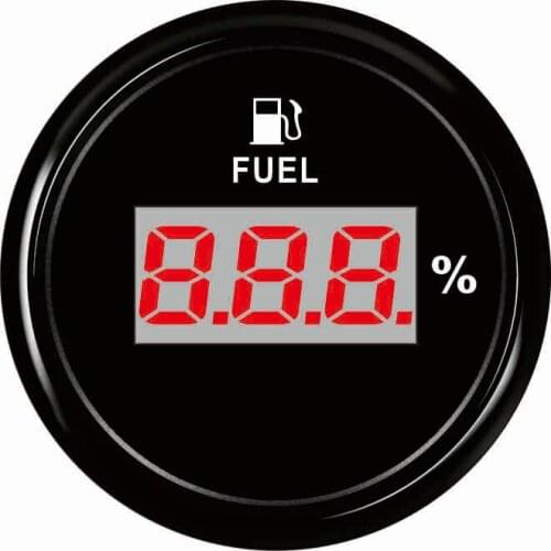 52mm Digital Fuel Level Meter Gauge 0-190ohm signal With Backlight 12V/24V