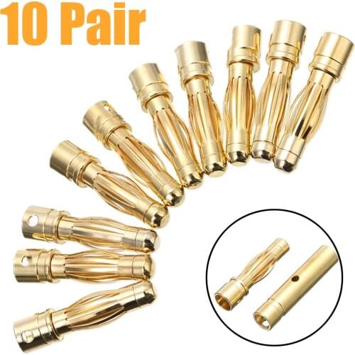 10Pair 4mm Male Female RC Battery Bullet Banana Plug Connector Durable Bullets Banana Connectors Terminals Accessories