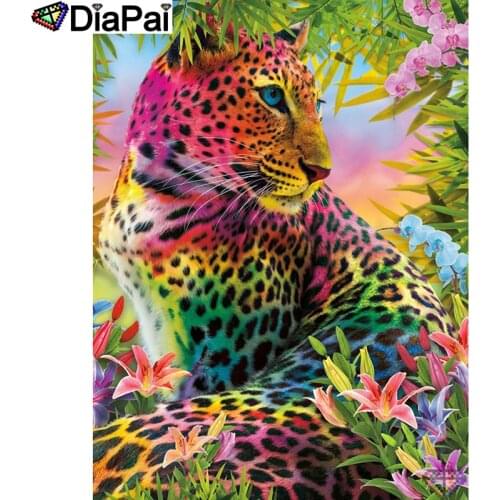 DIAPAI 5D DIY Diamond Painting 100% Full Square/Round Drill "Colored leopard" Diamond Embroidery Cross Stitch 3D Decor A22336