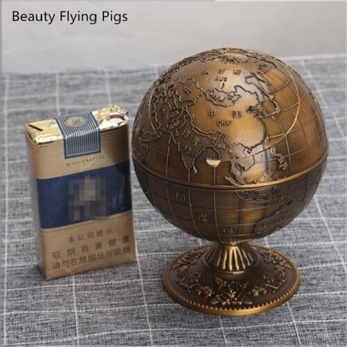 Home decoration mini one can be closed living room hotel cigar finished metal ashtray European portable lobby boyfriend gift