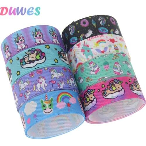 DUWES 50yards horse Printed Grosgrain Ribbon Accessory Hairbow Headwear Decoration DIY Wholesale OEM D1145