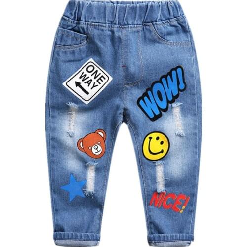 Boys pants spring autumn 2020 new kids fashion cartoon long jeans for baby boys children casual demin pants trousers outfits