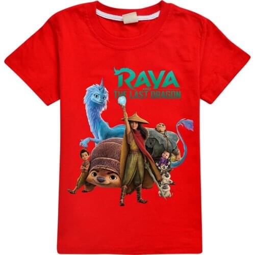 Girls Raya and The Last Dragon T-shirt Summer Kids Cartoon Tshirt Tops Boys Cotton Tees Fashion Children Short Sleeve Clothes