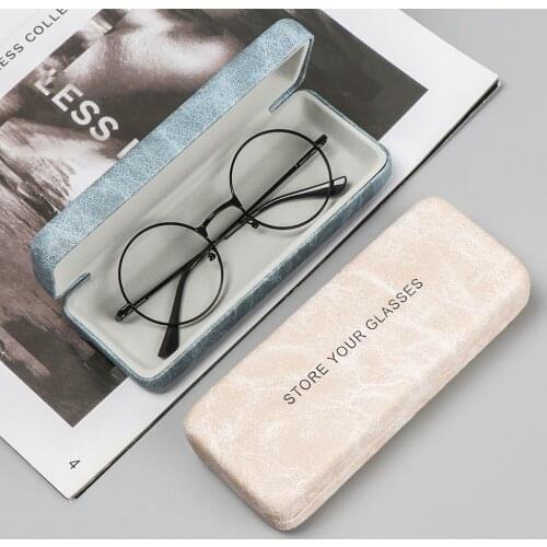 Men Women Portable Reading Glasses Box Spectacle Cases Steel Leather Waterproof Hard Eyeglass Case Square Glasses Box