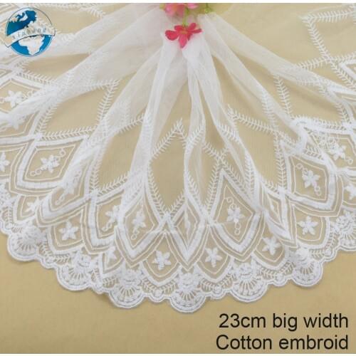 23cm width Cotton embroid lace sewing ribbon guipure lace african lace fabric trim warp knitting DIY Garment Accessories#3133