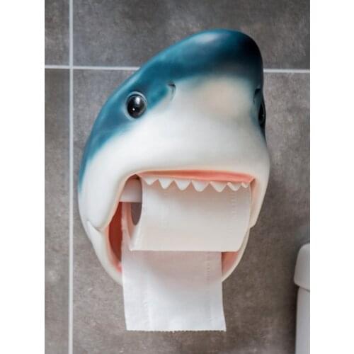 DECORATIVE TISSUE BOX DURABLE WALL HANGING BATHROOM ANIMAL SHARK DOLPHIN TOILET PAPER TISSUE ROLL HOLDER TOILET HOLDER