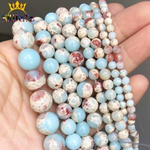 Natural Sky Blue Snakeskin Shoushan Stone Beads Round Loose Beads For Jewelry Making DIY Bracelet Necklace 15'' 4/6/8/10/12mm