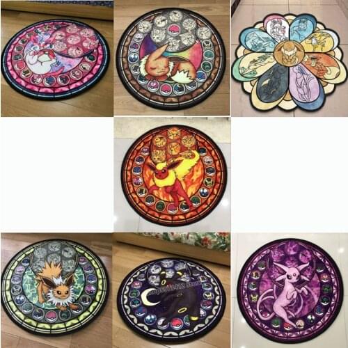 Pokemon Round Rugs Cute Cartoon Carpet Living Room Non-slip Chair Kitchen Mat Bathroom Shower Rug Christmas Gift Floor Rug Door