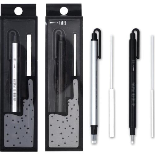 1Pcs Eraser Mechanical Eraser Meticulous Highlighting Refillable Pen Shape Rubber Press Type School Stationery