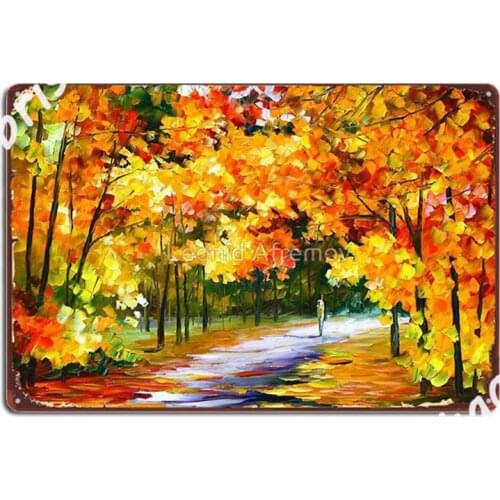 The Path Of Sun Beams Leonid Afremov Landscape Metal Signs Wall Pub Cave Pub Printing Wall Decor Metal Posters