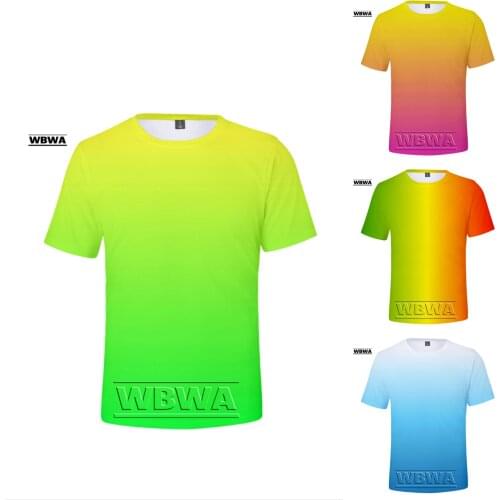 Neon T-Shirt Men/Women Summer green T shirt Boy/Girl Solid Colour Tops Rainbow Streetwear Tee Colourful 3D Printed Kids shirt