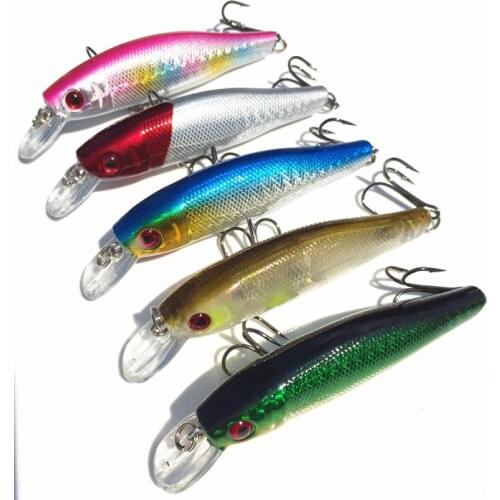 New Hot Sale Fishing Minnow Lure Hard Bait Artificial Crank Baits Wobbler 80mm 8g River Sea Bass Lures 5 Pieces Lot