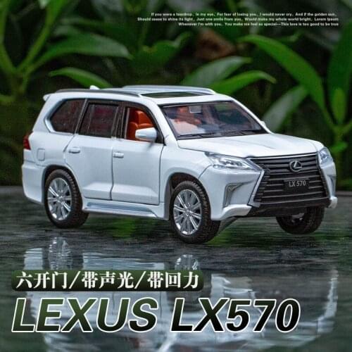 New 1:32 Lexus Lx570 Simulation Car Model Alloy Collection Ornaments Sound And Light Pull Back Off-Road Toy Car Childrens Gift