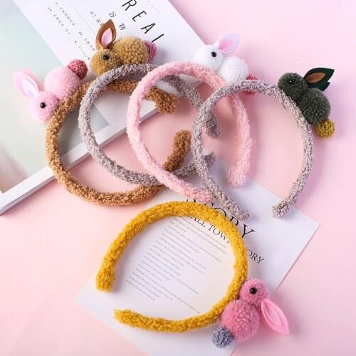 New Candy Color Rabbit Fur Headbands Winter Headbands For Women Girls Hair Hoop Cute Sweet Rabbit Headwear Fine Hair Accessories