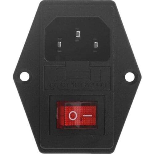 New 3 Pin Iec320 C14 Ac Inlet Male Plug Power Socket With Fuse Switch 10A 250V