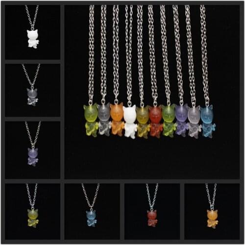 New Fashion Color Transparent Candy Color Plastic Guitar Cat Pendant Jewelry Necklace Female Necklace