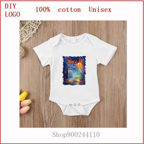 Newborn Toddler Baby Boy Girl Blue phone box Rainbow Abstract art Outfit Costume Romper short sleeve Clothes bodysuits Baby
