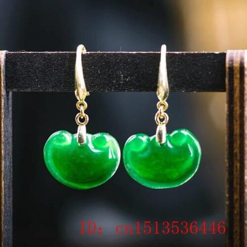 Original Natural Green Jade Emerald Ruyi Beads Earrings Charm Jewellery Fashion Accessories DIY Hand-Carved Woman Amulet Gifts