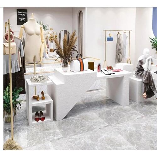 Clothing store shelf Korean simple cabinet shoe bag shelf Nakajima display table clothes display rack high and low water table