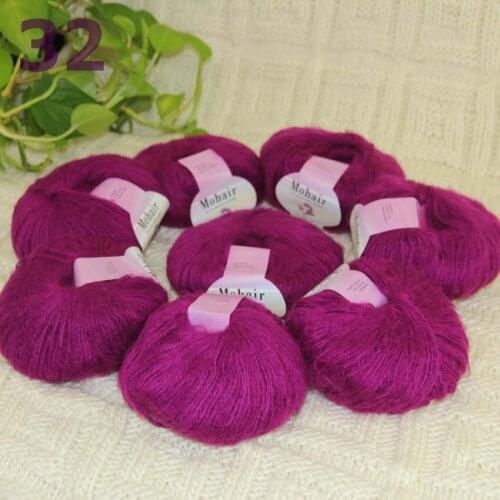 Sale New 8BallsX25g Luxury Soft Mohair Warm Wrap Shawl Hand Knit Crochet Yarn Fuchsia 291-32-8