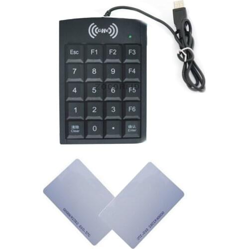 Free shipping 125KHZ RFID EM4100 reader& number key USB port, setup software 10bit out put to pcs+10pcs cards