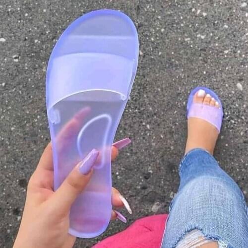 Summer Women Crystal Slippers Jelly shoes Woman Candy Colors Transparent Slides Womens Fashion Casual Bling Flat Beach Shoes