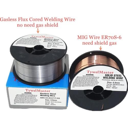 MIG Welding Wire ER70S-6 Gasless Flux Cored Wire E71T-GS 1kg 0.6/0.8/0.9mm Gas Shield or No Gas Carbon Steel Welding Material