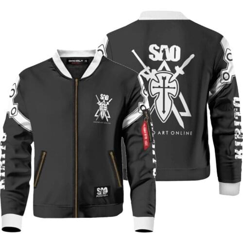 Sword Art Online Kirigaya Kazut Cosplay Autumn Short Baseball Jackets Oversize Bomber Jacket Couples Jacket Coat Plus Size