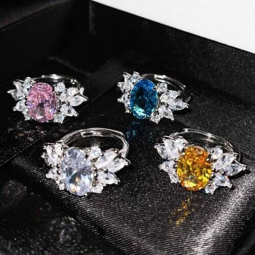QTT Charms S925 Sterling Silver Rings For Women Pink AAA Zircon Resizable Wedding Ring Jewelry Accessories
