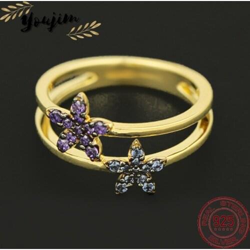 Summer ladies elegant zircon starfish 925 silver ring luxury fashion Monaco exquisite jewelry gift