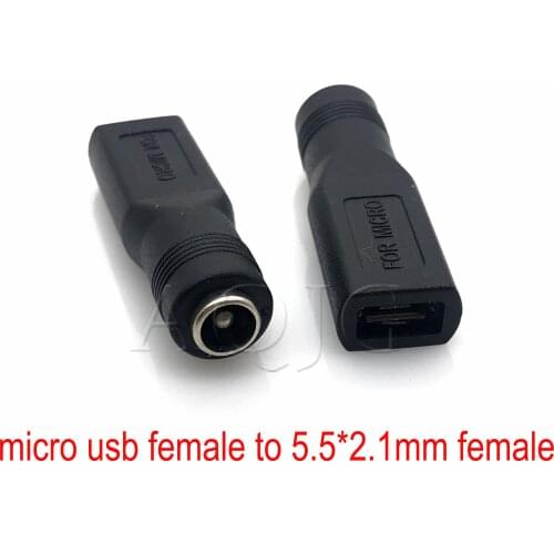 1pcs 5V 5.5 x 2.1 mm Female jack to 5pin Micro USB2.0 female Plug 180 Degrees DC Power Connector Adapter for Android
