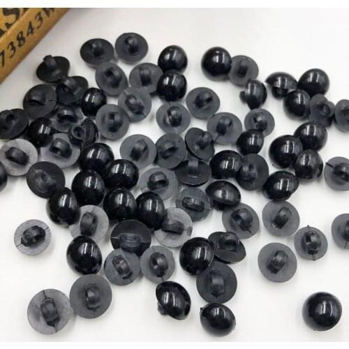 100pcs 12mm Acrylic Mushroom Black Shank Buttons Plastic Decorative Button Negro DIY Sewing Eye For Dolls Toy Eyes P255