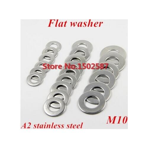 100 Pieces M10*20*2.0 Thick DIN 125 Flat Washer A2-70 Stainless Steel SS304 m10 Ring Gasket
