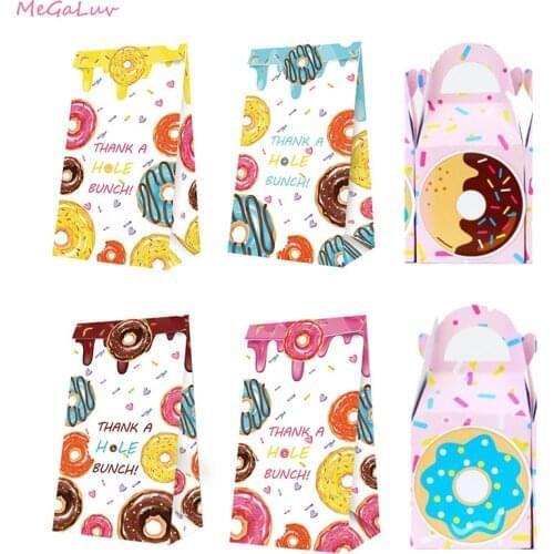 12/5/3/1pcs Donuts Paper Gift Bags Party Bag For Donuts Birthday Decor Candy Box Baby Shower Donut Party Supplies Gift Box
