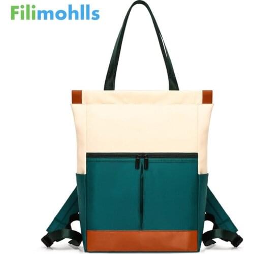 Nylon Waterproof 15.6 Laptop Backpack Women Large Capacity Ladies Hand Double Shoulder Bags Female Bagpack Travel Bolsa S1917