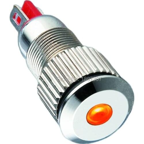 8mm mounting size orange color nickel plated brass pilot lamp