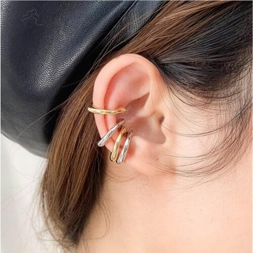 AOMU 2021 New Minimalist Solid Without Piercing Geometric Round Ear Cuff Cartilage Clip for Women Men Simple Jewelry Gifts