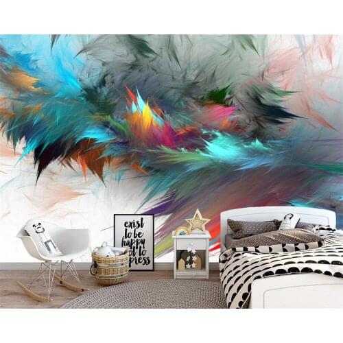 Beibehang Custom modern papel de parede new Nordic abstract watercolor art colorful feather living room background wallpaper