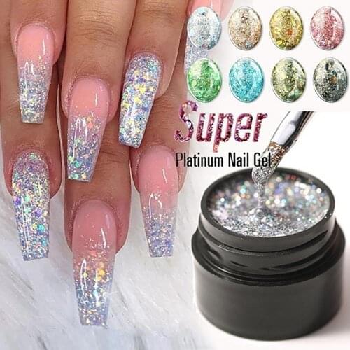 5ml Sequin Glue Bright Nail Art Gel Polish Lasting UV Fingernails Glitter Decor Nail Gel Varnish Luxury Starry Color Gel Lacquer