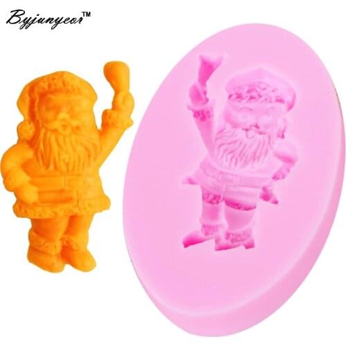 Byjunyeor M248 1pcs Christmas Santa Claus Epoxy UV Resin Silicone Molds Chocolate Gumpaste Clay Cake Decorating Tools