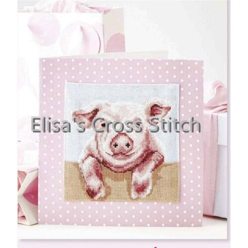 CD332 18ct DIY Invitation Greeting Card Special Popular Full Set CrossStitch Greeting Card Birthday Pig