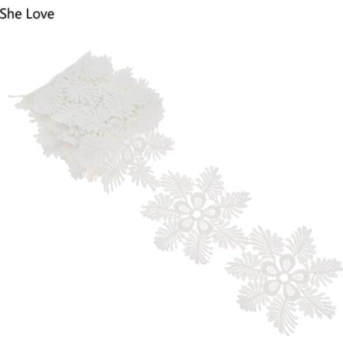 Chzimade 2 Yards Snowflake Lace Embroidered Trim Bridal Wedding Sewing Applique