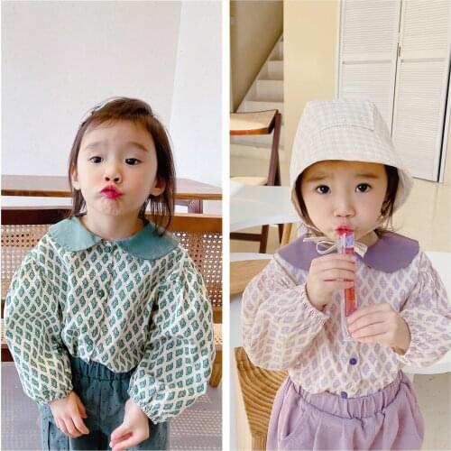 Kids Clothing 2021 Spring New Baby Girls Blouse Fashion Casual Cotton Shirt for Girls Children Korean Print Long Sleeve Blouse