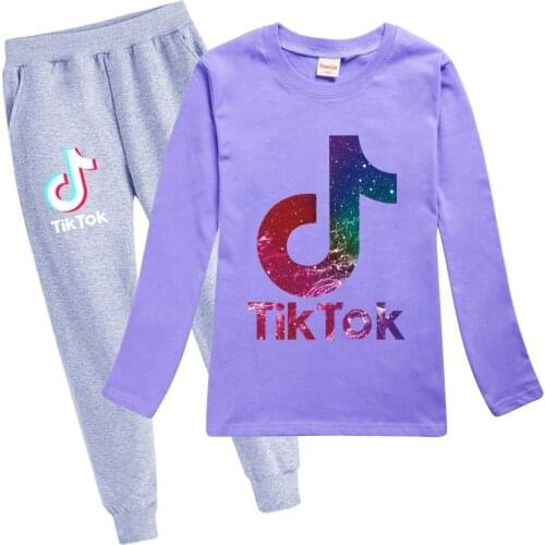 TIK TOK Kids Sweatshirt Set Autumn Girls Tops Hooded T Shirt Children Kids Boys Sportswear