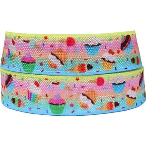 FLRA ElasticCakes candy printed heat transfer fold over elastic ribbons